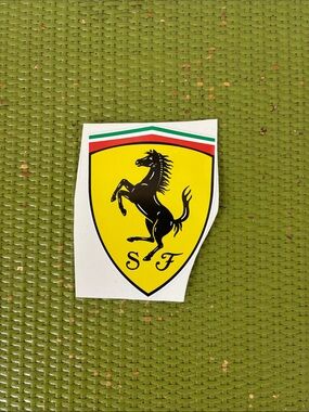 Ferrari Yellow Black Shield Decal with Italian Tricolor